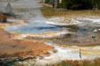 Blue & rust hot springs at Yellowstone National Park. WY.