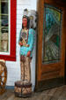 Carved cigar store Indian at Saddle Rock Family Saloon. Jackson, WY.