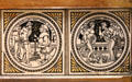 Washstand backsplash tiles by Minton transfer printed with Shakespeare scenes: Much Ado & Romeo and Juliet at Walker Art Gallery. Liverpool, England.