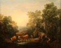 Rocky Wooded Landscape with Rustic Lovers, Herdsmen & Cows painting by Thomas Gainsborough at National Museum of Wales. Cardiff, Wales.
