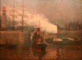 Entrance to Cardiff Docks, evening painting by Lionel Walden at National Museum of Wales. Cardiff, Wales.