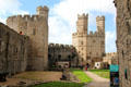 Inner courtyard at Caernarfon Castle. Caernarfon, Wales