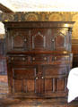 Wooden cupboard at Plas Newydd. Llangollen, Wales.
