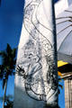 Garuda design on temple flag. Bali, Indonesia.