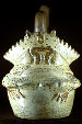 Moche bottle with crab in Gold Museum, Lima. Peru.