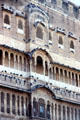 Architectural details of galleries of fort in Bikaner. India