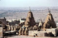 Jain Temple & surrounding desert as seen from Jaiselmer Palace. India.
